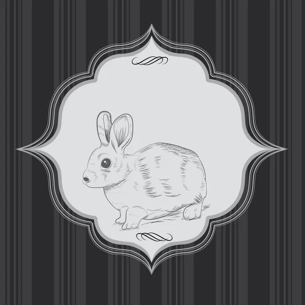 Süße Vintage Bunny Rahmenkarte — Stockvektor