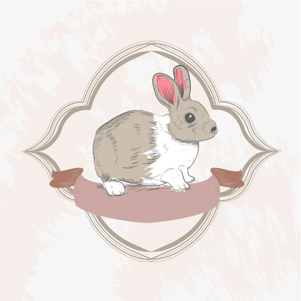 Tarjeta de marco de conejo vintage dulce — Archivo Imágenes Vectoriales