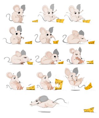 Crazy Mouse eating cheese cartoon clipart