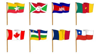 Hand-drawn Flags of the World - letter B and C clipart