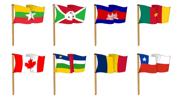 Handgetekende vlaggen van de wereld - letter b en c — Stockfoto