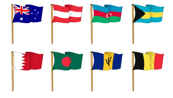 Hand-drawn Flags of the World - letter A and B — Stock Photo, Image