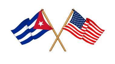 America and Cuba alliance and friendship clipart