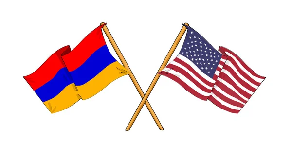 アメリカ人およびアルメニアの同盟および友情 — ストック写真