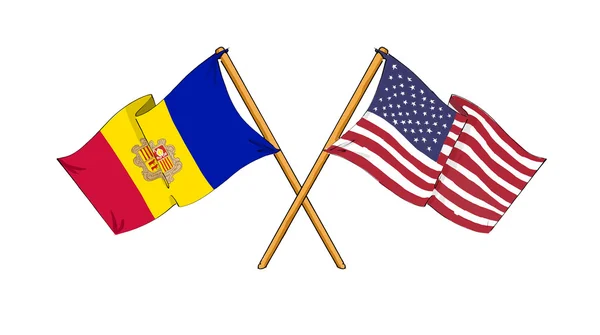 Amerikanische und andorranische Allianz und Freundschaft — Stockfoto