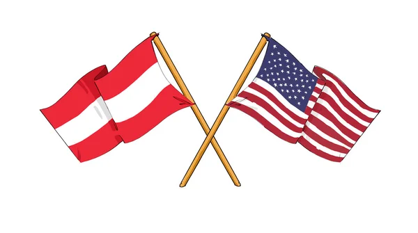 Αμερικανική και αυστριακή Συμμαχία και φιλία — Φωτογραφία Αρχείου