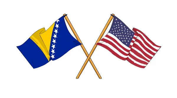 Αμερική και η Βοσνία και Ερζεγοβίνη - Συμμαχία και φιλία — Φωτογραφία Αρχείου