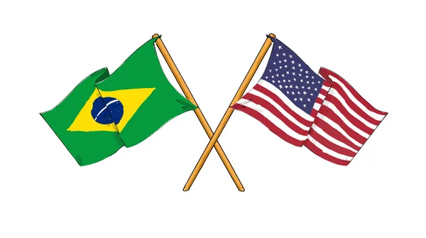 美国和巴西的联盟和友谊 — 图库照片
