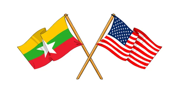 America and Burma alliance and friendship — Stock Photo, Image