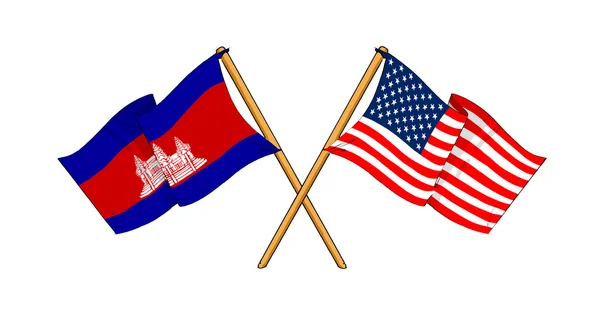 America and Cambodia alliance and friendship — Stock Photo, Image