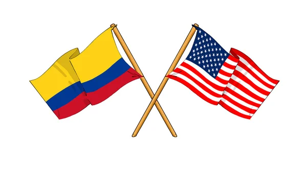 アメリカ、コロンビアの同盟および友情 — ストック写真