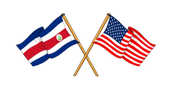 América e Costa Rica aliança e amizade — Fotografia de Stock