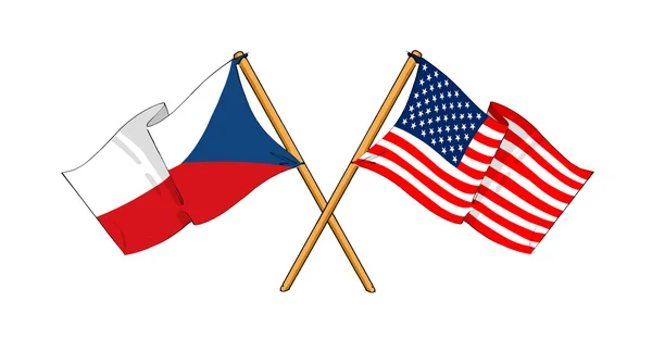 Amerika en Tsjechië Bondgenootschap en vriendschap — Stockfoto