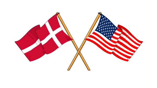 America and Denmark alliance and friendship — Stock Photo, Image