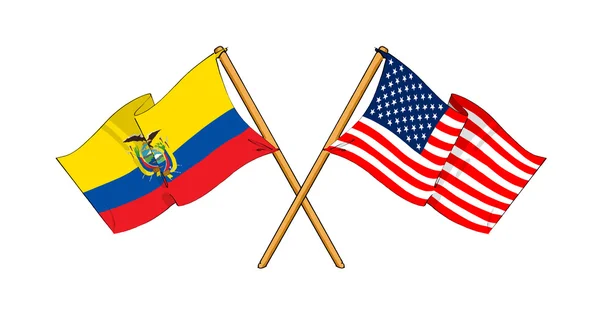 Amistad y alianza entre Estados Unidos y ecuador — Stockfoto