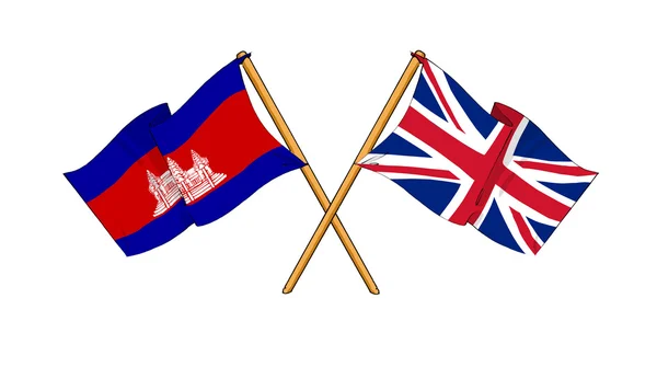 Egyesült Királyság és Kambodzsa Szövetség és a barátság — Stock Fotó