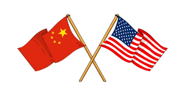 Союз и дружба Америки и Китая Стоковое Изображение