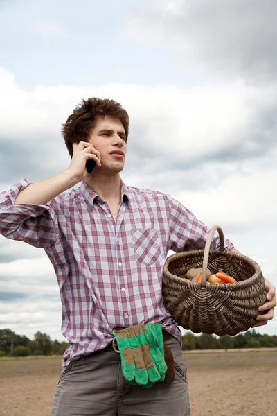 stock image Farmer speaking on the phone