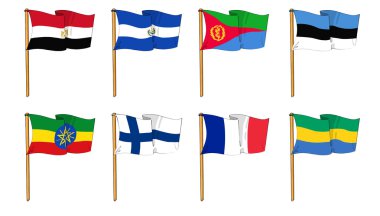 Hand-drawn Flags of the World - letter E, F & G clipart