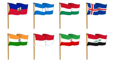 Hand-drawn Flags of the World - letter H & I clipart
