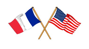 America and France alliance and friendship clipart