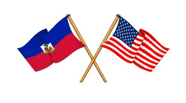 America and Haiti alliance and friendship clipart