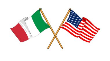 America and Italy alliance and friendship clipart