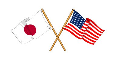 America and Japan alliance and friendship clipart