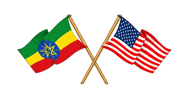 Sojuszu Ameryki i Etiopii i przyjaźń — Zdjęcie stockowe