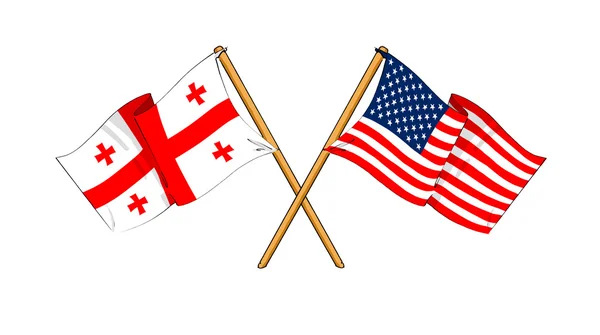 Amerika a Gruzie spojenectví a přátelství — Stock fotografie