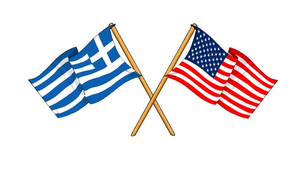 Αμερική και Ελλάδα Συμμαχία και φιλία — Φωτογραφία Αρχείου