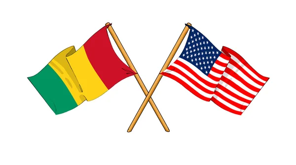 America and Guinea alliance and friendship — Stock Photo, Image