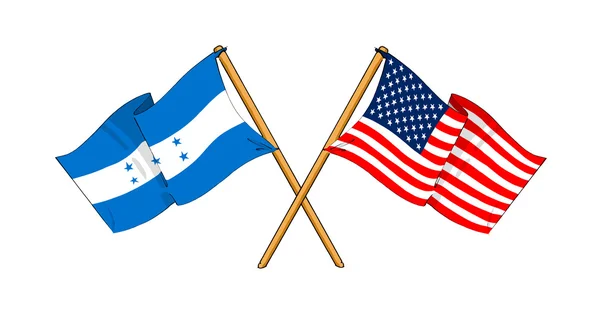America and Honduras alliance and friendship — Stock Photo, Image