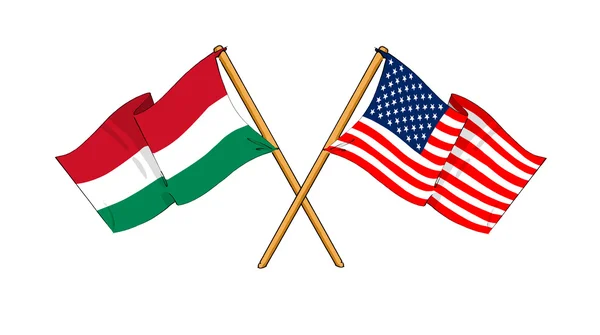 Amerika a Maďarsko spojenectví a přátelství — Stock fotografie