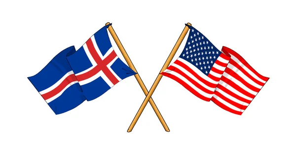 미국과 아이슬란드 연립 및 친교 — 스톡 사진