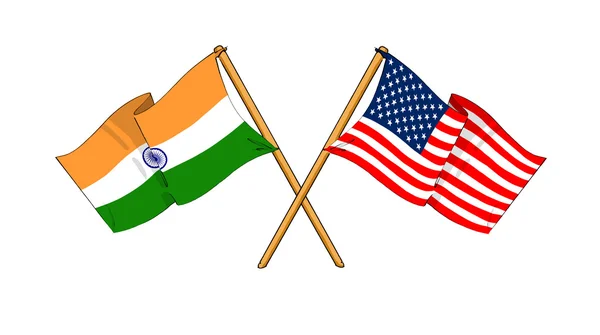 América e Índia aliança e amizade — Fotografia de Stock