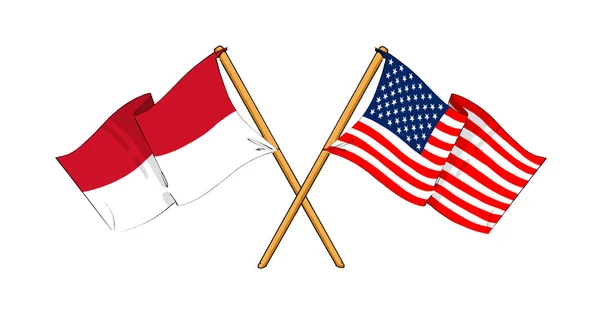 Alliance et amitié Amérique et Indonésie — Photo