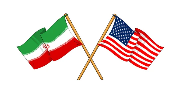 Америка і Іран прапори — стокове фото