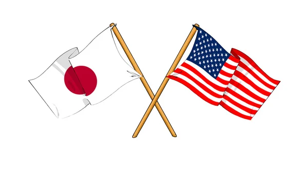 America and Japan alliance and friendship — Stock Photo, Image