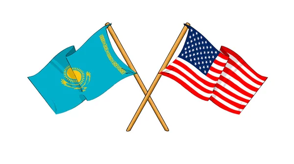 Amerika a Kazachstán spojenectví a přátelství — Stock fotografie