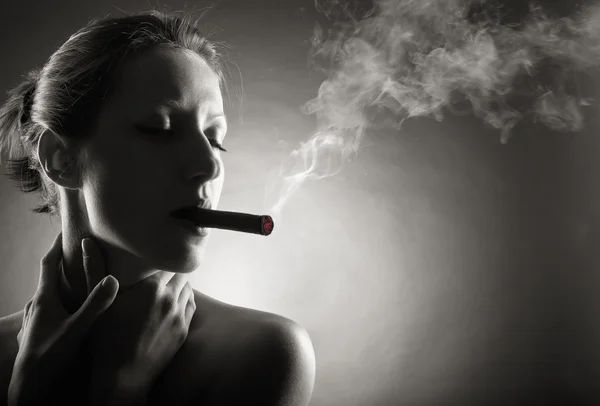 吸烟雪茄 — 图库照片