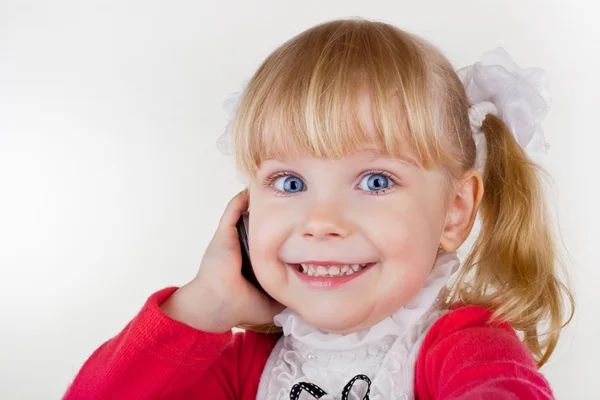 Κοριτσάκι με τηλέφωνο — Φωτογραφία Αρχείου