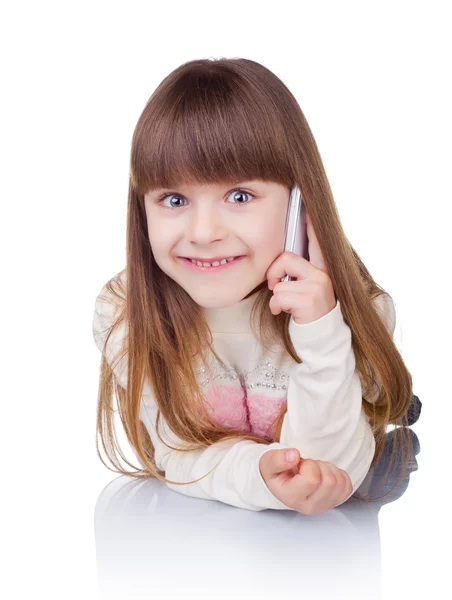 Telefonu Olan Küçük Kız — Stok fotoğraf