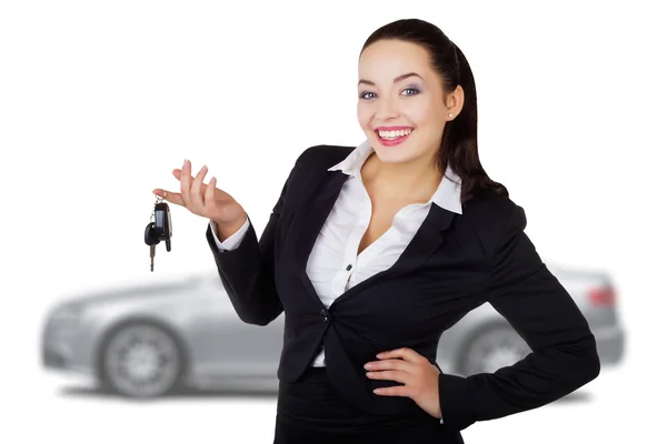 stock image Business woman with keys