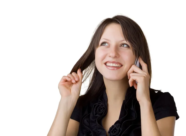 Glad kvinna sade av mobiltelefon — Stockfoto