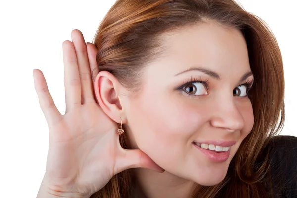 Jovem mulher ouvindo — Fotografia de Stock