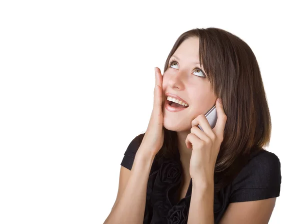 Vrouw praten over haar mobiele telefoon — Stockfoto