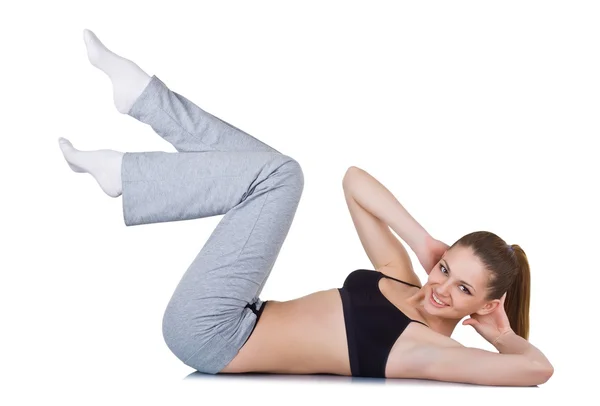 Young woman doing fitness exercises — Stock Photo, Image