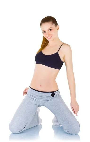 Young woman doing fitness exercises — Stock Photo, Image