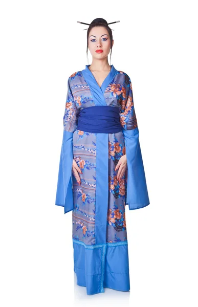 Mujer joven en kimono japonés — Foto de Stock
